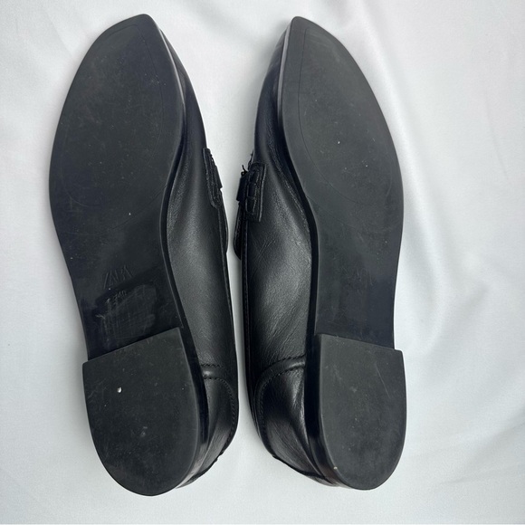 Zara Women’s Black Leather Loafers size 10/40 - Picture 8 of 16